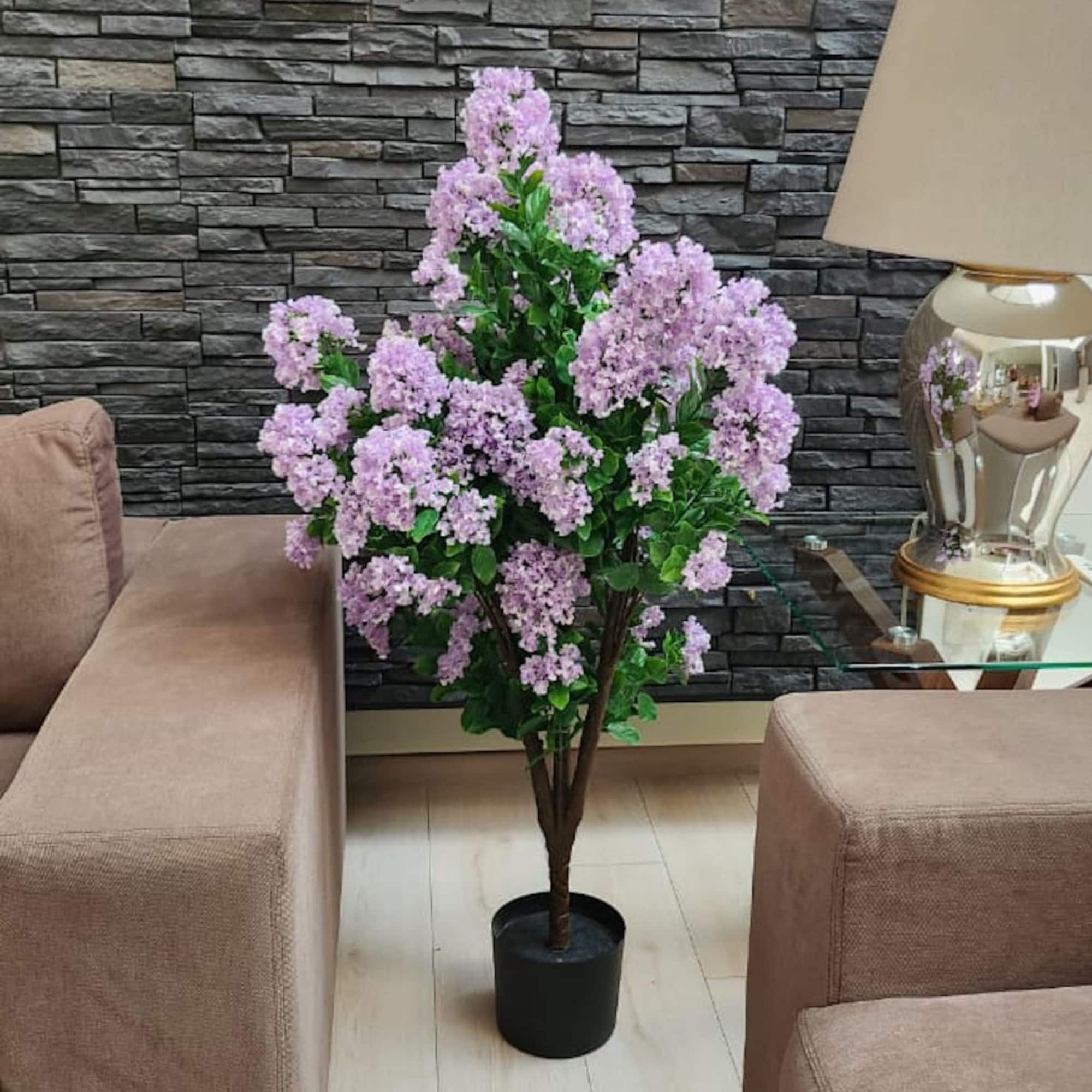 GreenSmart Dekor 4ft. Artificial Lilac Tree Plant in Black Pot